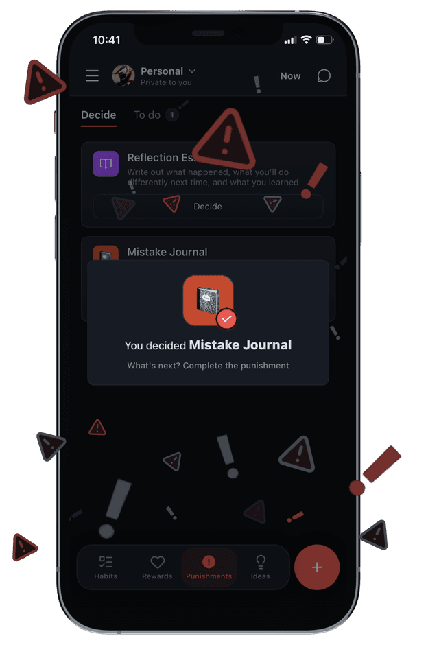 Agreed punishments and consequences in the Collared app